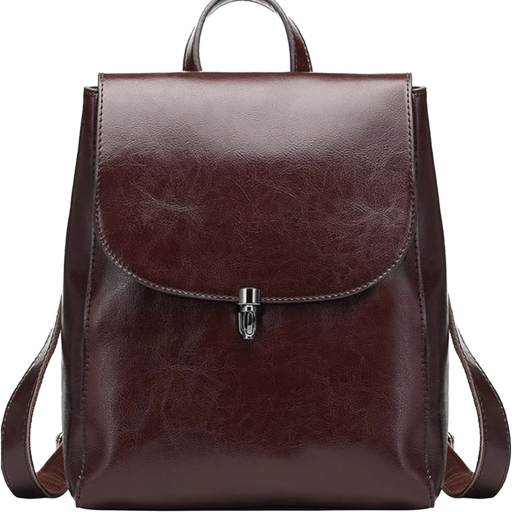 Classic Women's Leather Backpack - Dark Brown